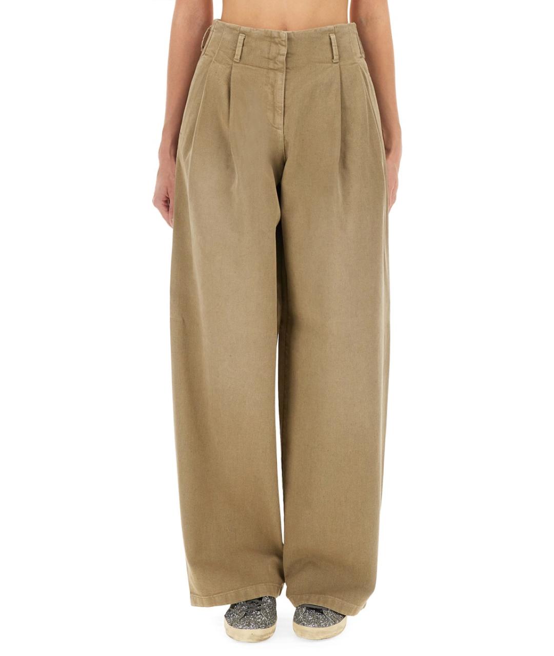 GOLDEN GOOSE DELUXE BRAND Коричневые хлопковые прямые брюки, фото 2