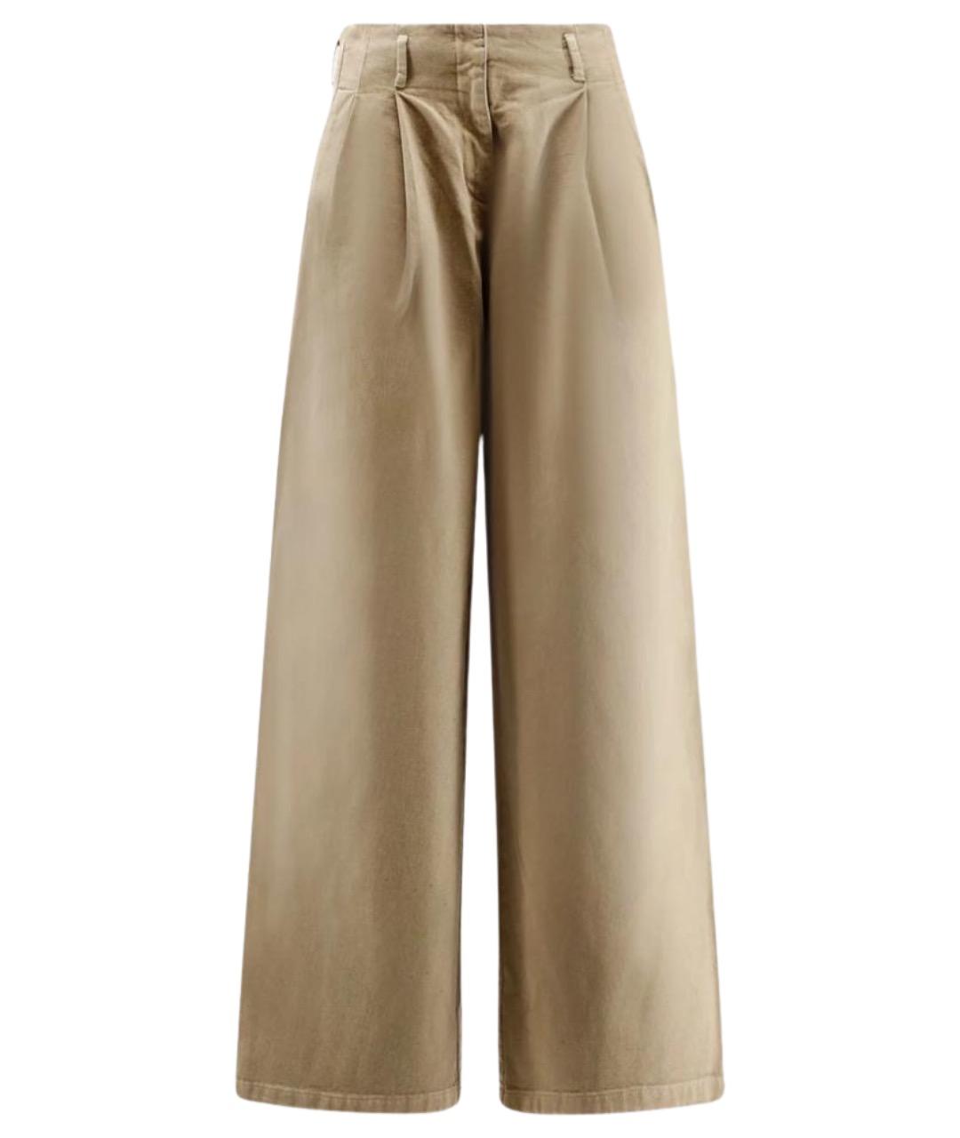 GOLDEN GOOSE DELUXE BRAND Коричневые хлопковые прямые брюки, фото 1
