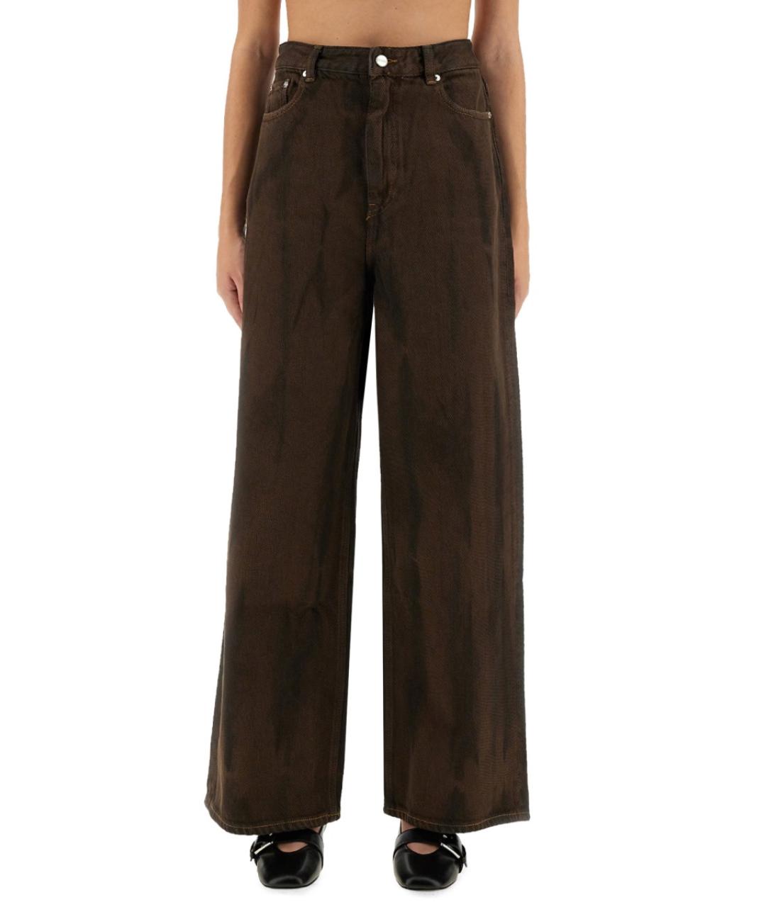 GANNI Коричневые хлопковые прямые джинсы, фото 2
