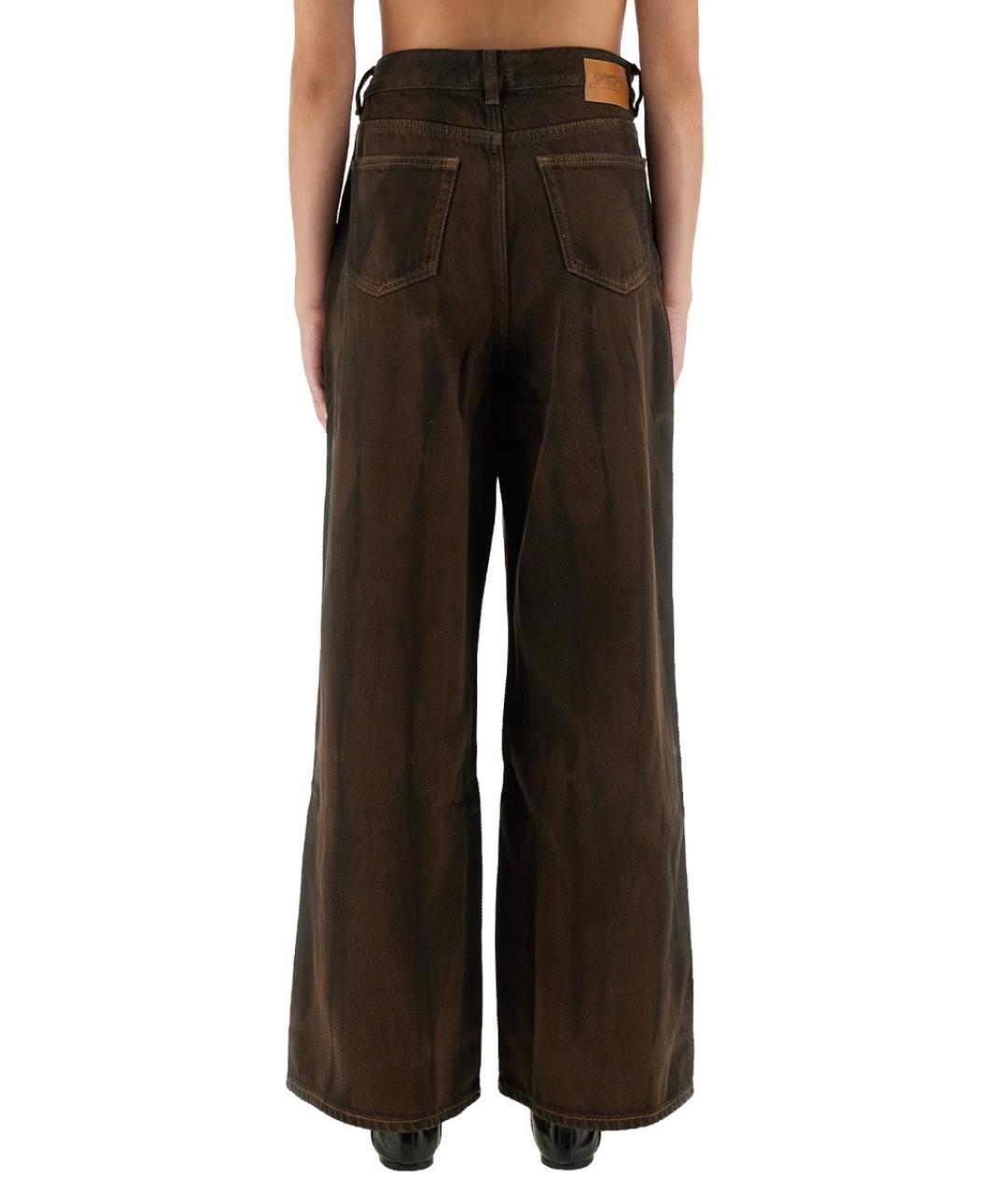 GANNI Коричневые хлопковые прямые джинсы, фото 4