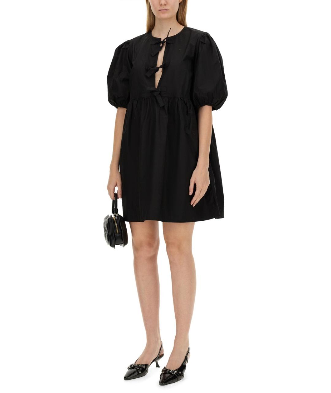 GANNI Черное хлопковое повседневное платье, фото 3