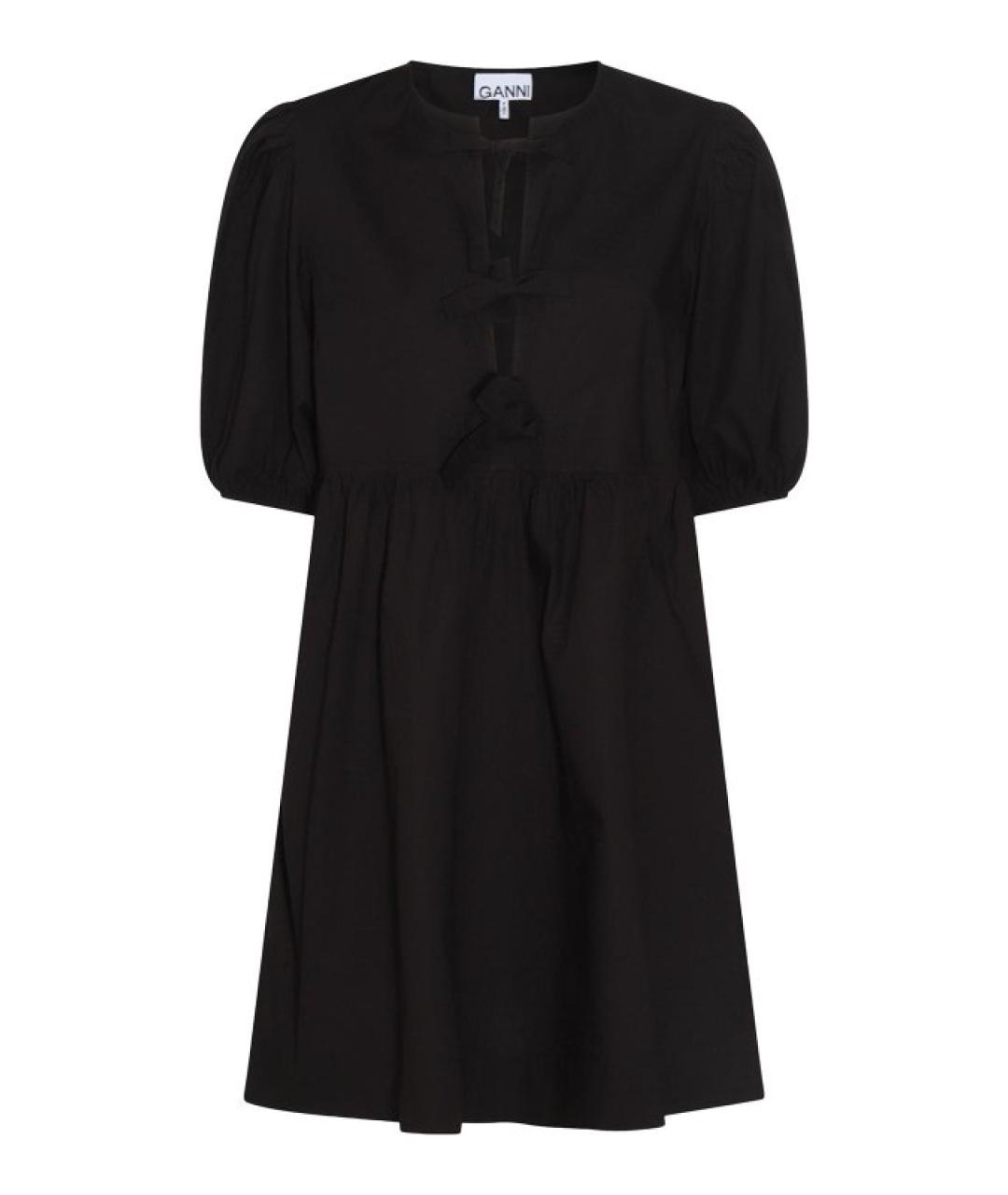 GANNI Черное хлопковое повседневное платье, фото 1