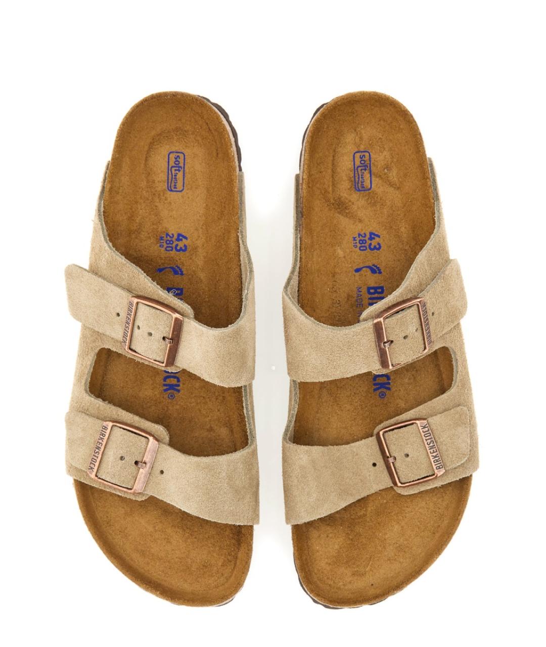 BIRKENSTOCK Бежевые замшевые шлепанцы, фото 4