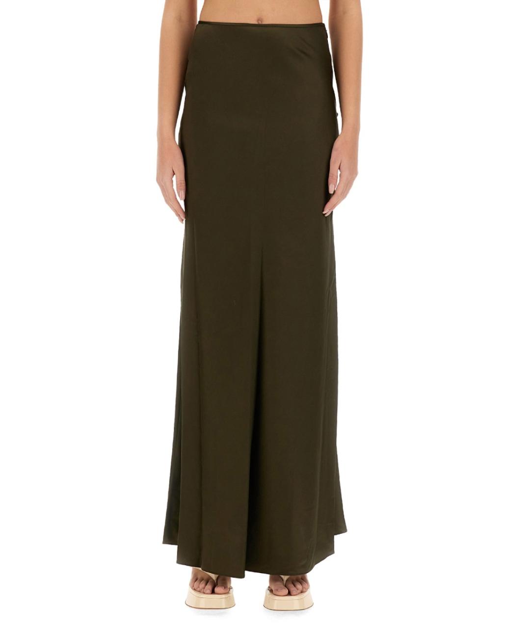 STAUD Зеленая шелковая юбка макси, фото 4