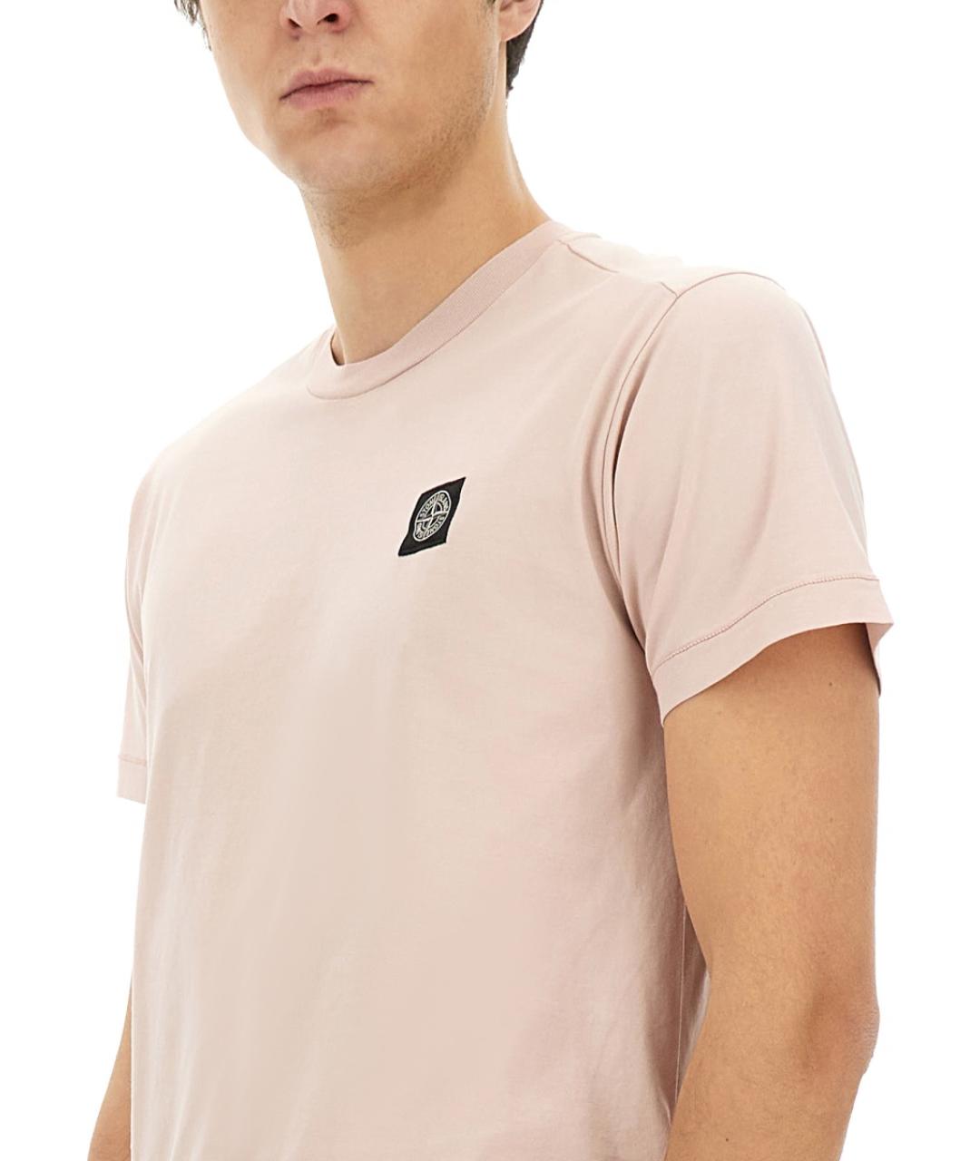 STONE ISLAND Розовая хлопковая футболка, фото 5