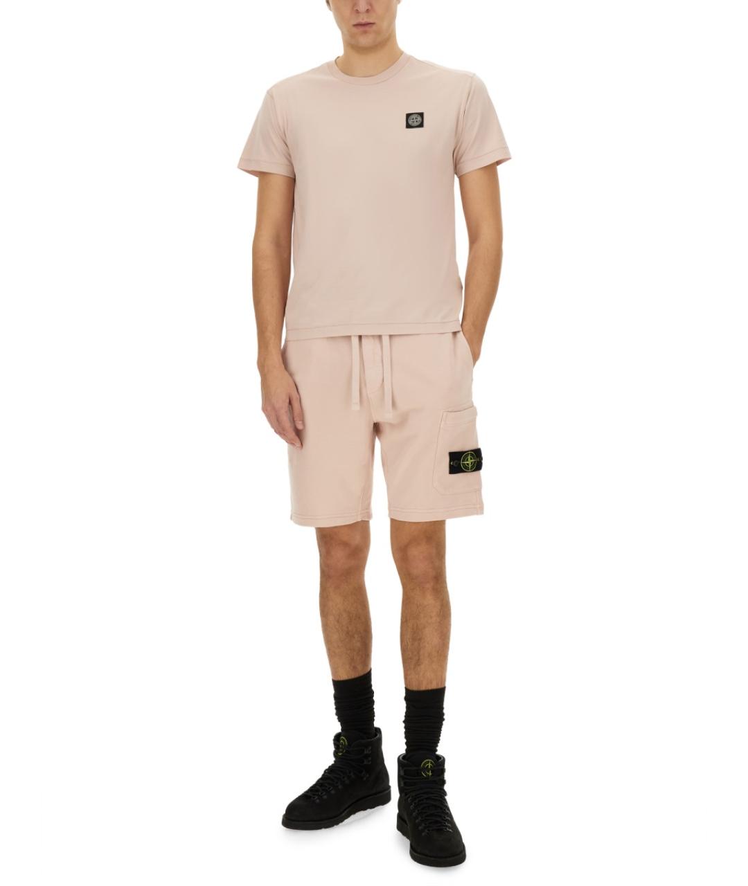 STONE ISLAND Розовая хлопковая футболка, фото 3