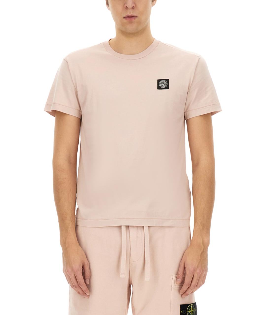 STONE ISLAND Розовая хлопковая футболка, фото 2