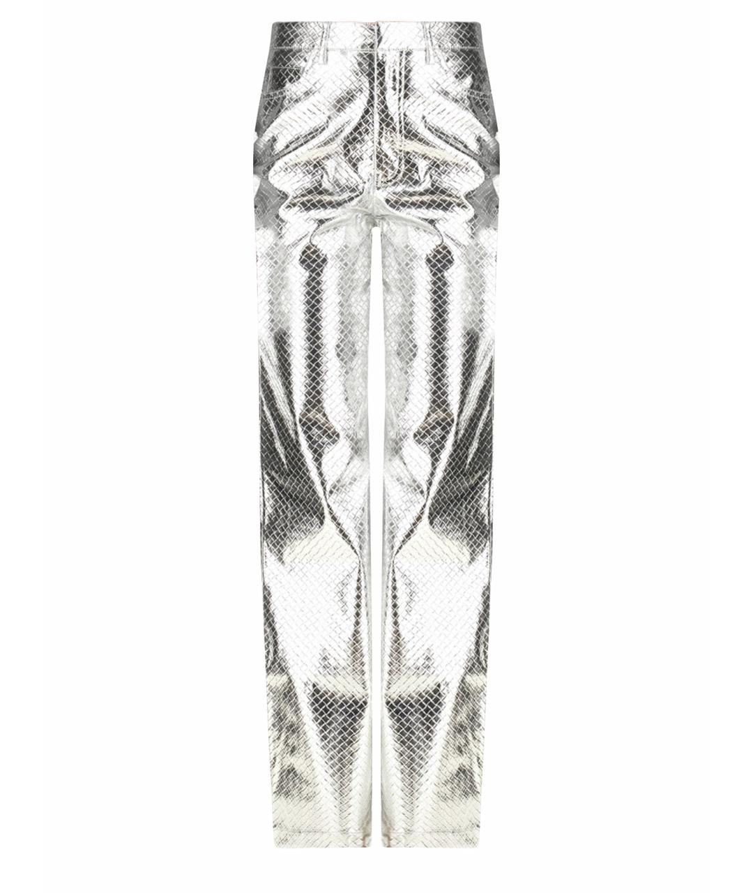 ROTATE Серебряные полиэстеровые прямые брюки, фото 1