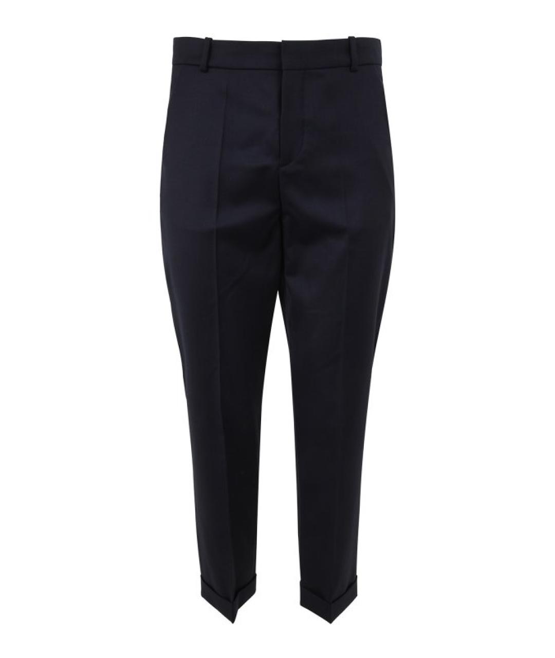 BALMAIN Синие шерстяные повседневные брюки, фото 1