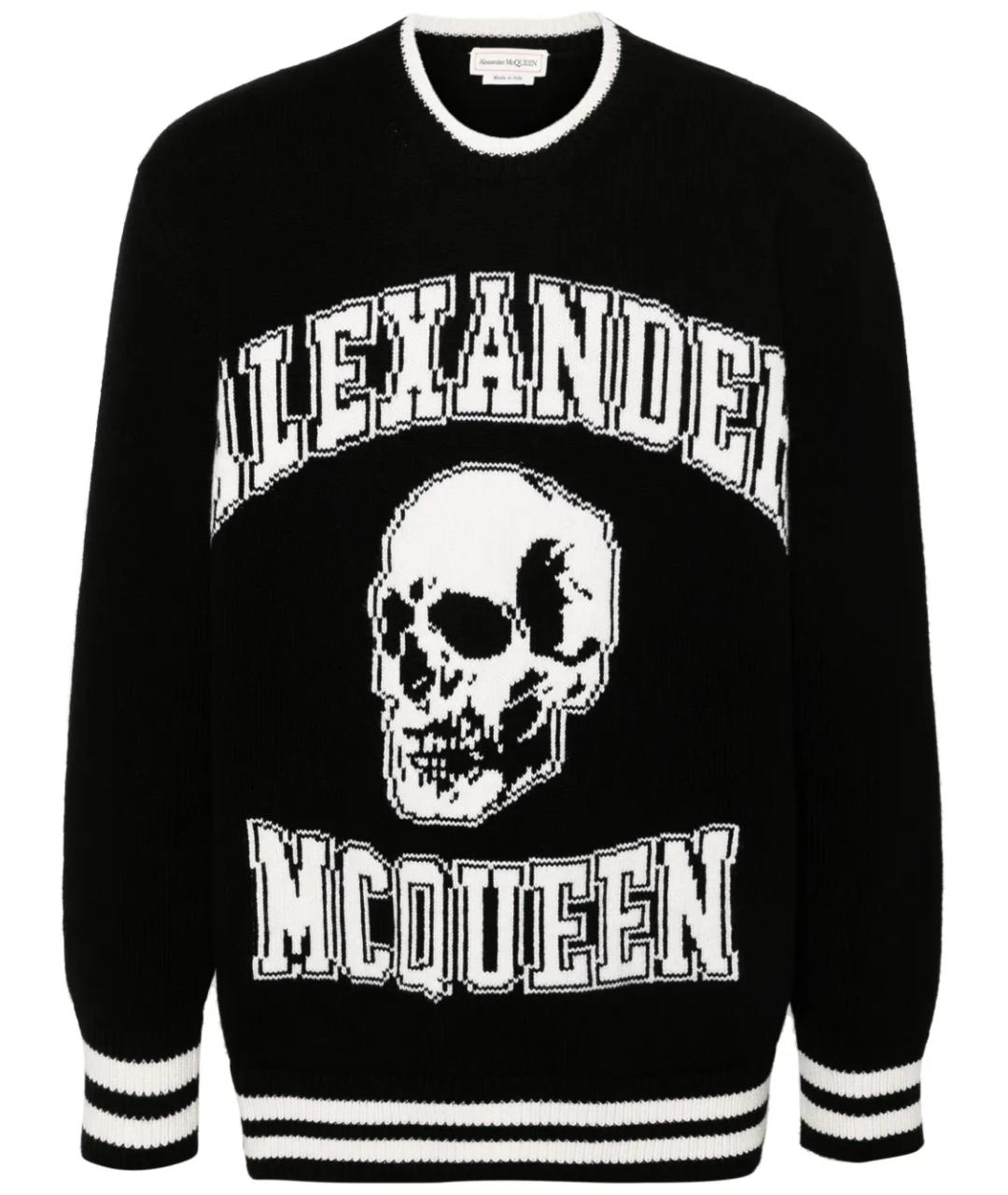 ALEXANDER MCQUEEN Черный хлопковый джемпер / свитер, фото 1