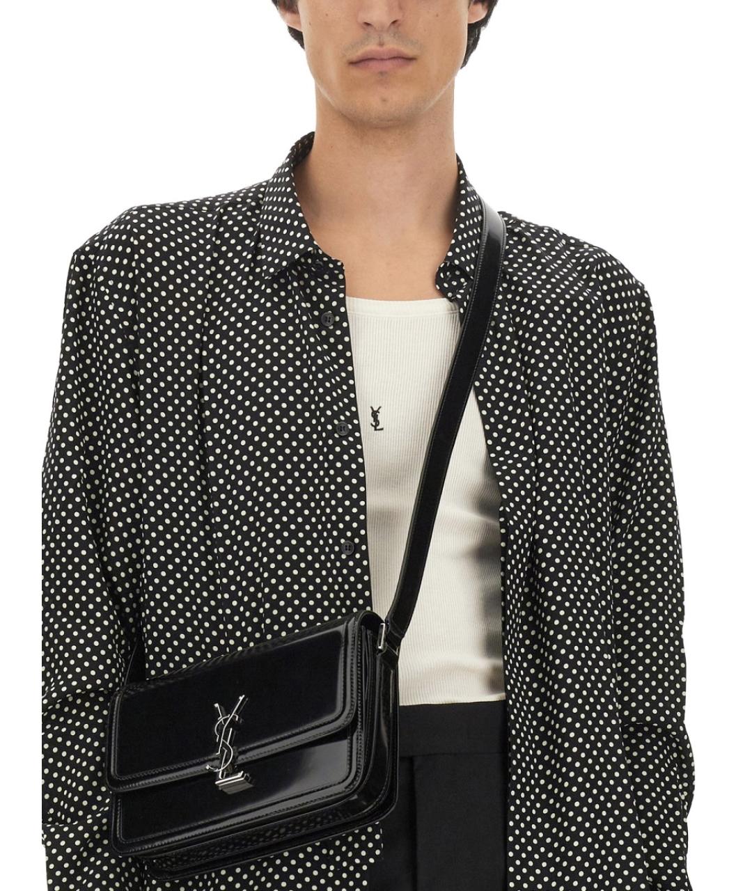 SAINT LAURENT Черная кожаная сумка на плечо, фото 2