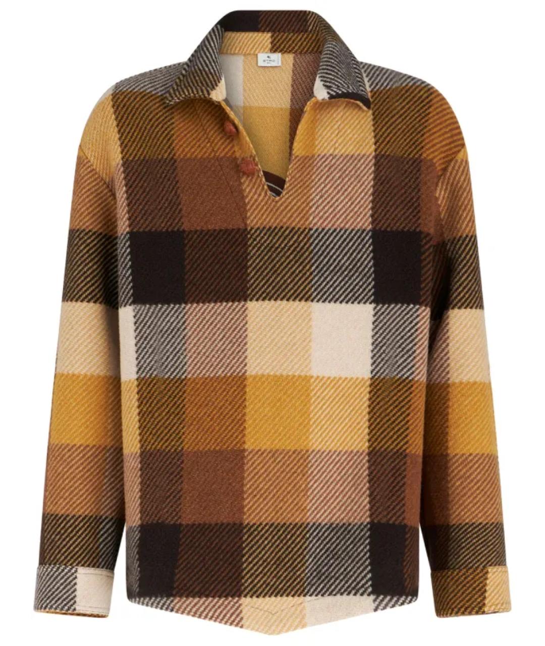 ETRO Бежевая шерстяная кэжуал рубашка, фото 1