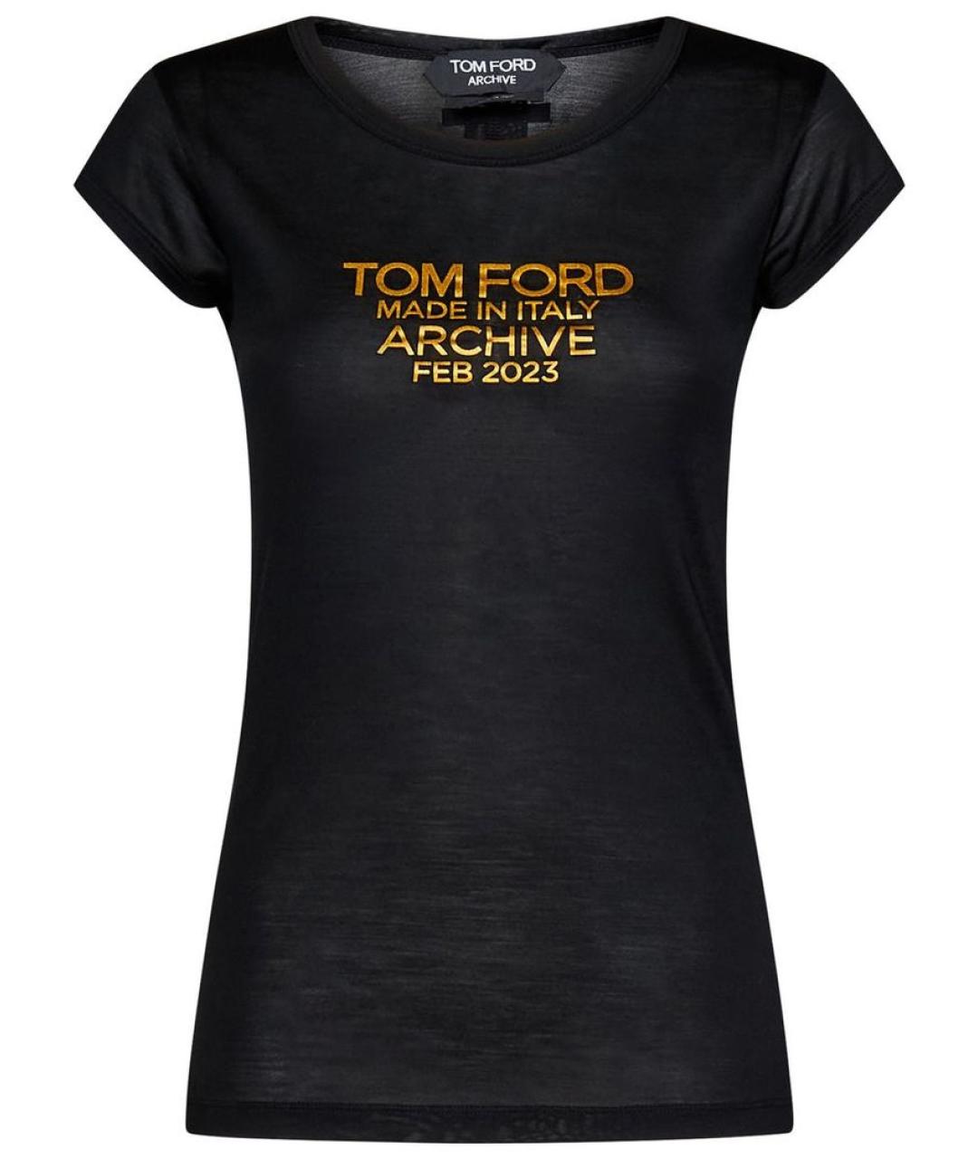 TOM FORD Черная шелковая футболка, фото 1