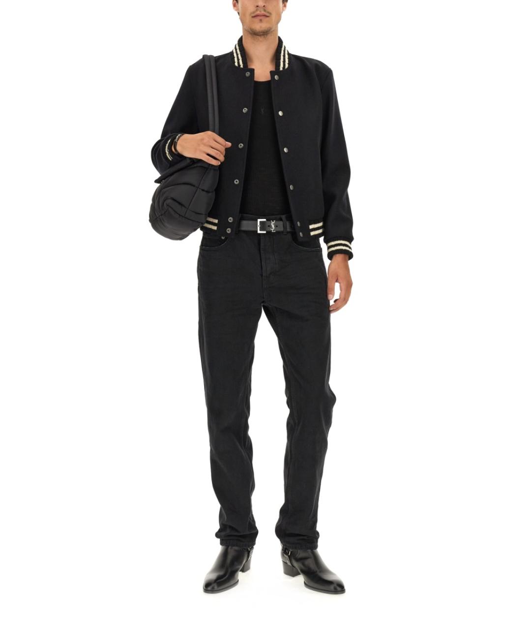 SAINT LAURENT Черные хлопковые прямые джинсы, фото 3