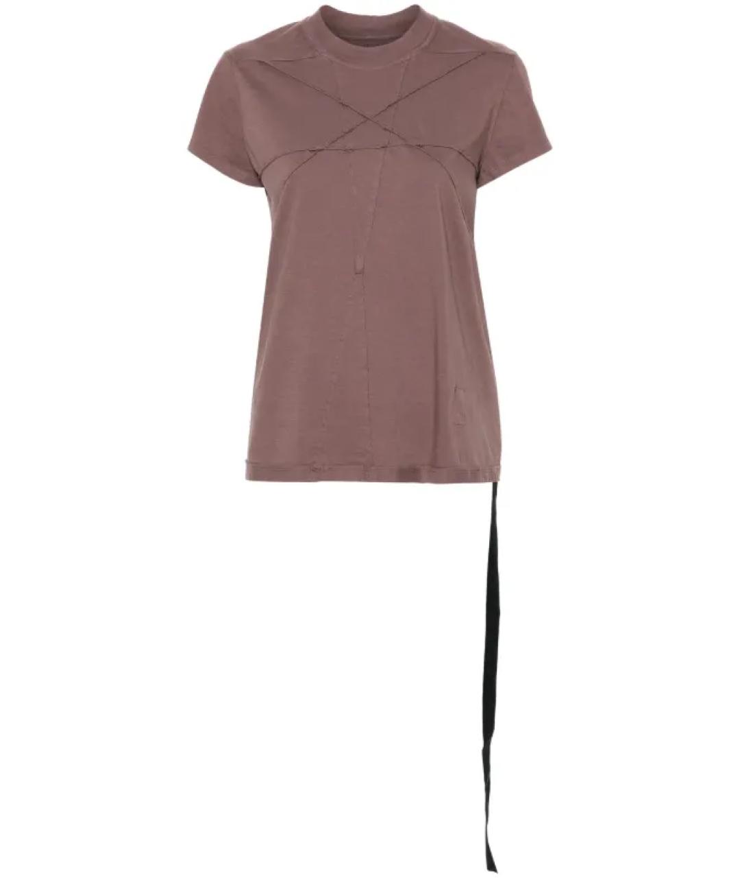 RICK OWENS DRKSHDW Коричневая хлопковая футболка, фото 1