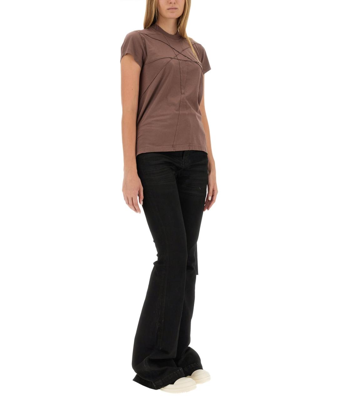 RICK OWENS DRKSHDW Коричневая хлопковая футболка, фото 3