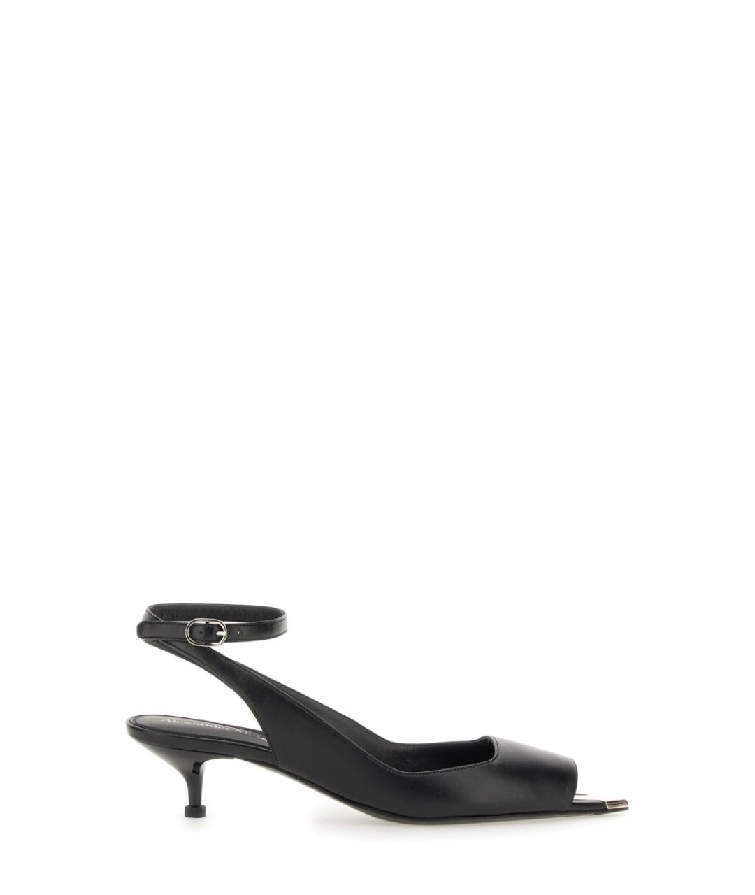 ALEXANDER MCQUEEN Черные кожаные мюли, фото 1