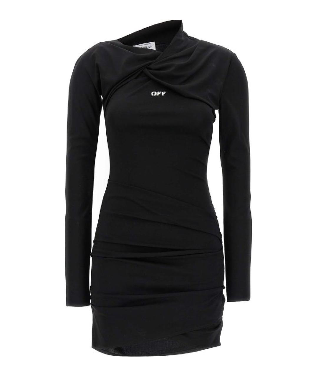 OFF-WHITE Черное вискозное повседневное платье, фото 1