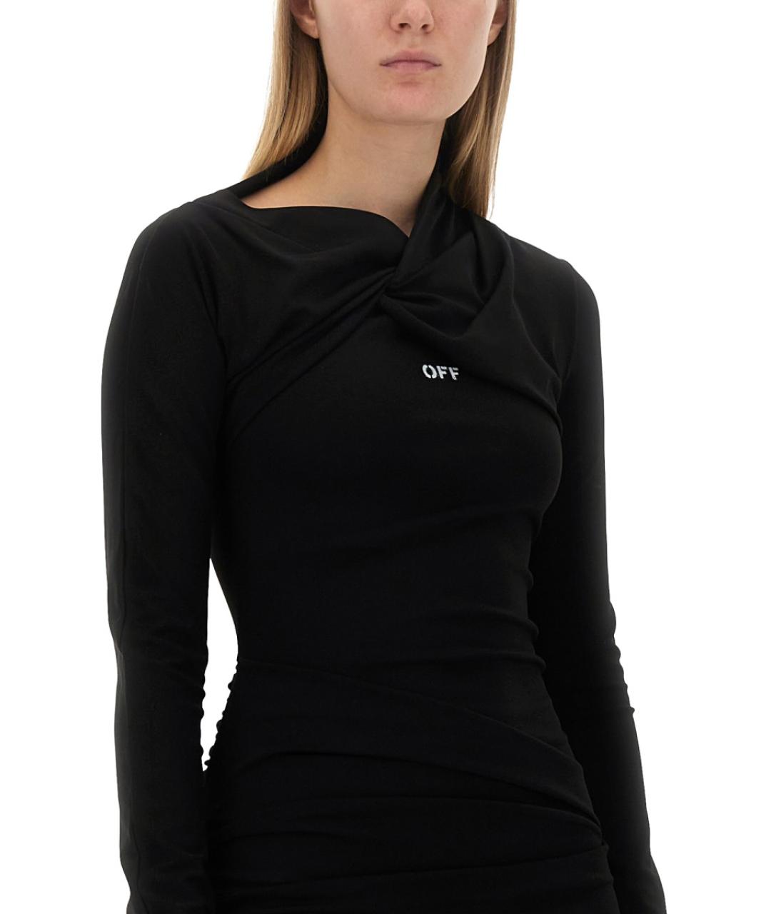 OFF-WHITE Черное вискозное повседневное платье, фото 5