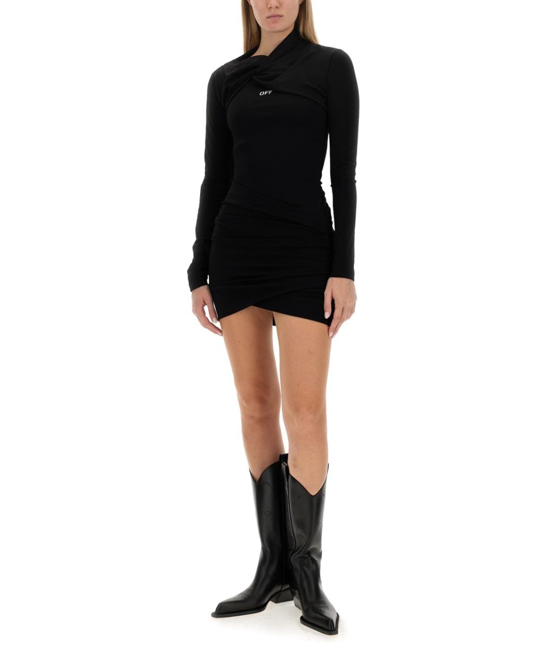 OFF-WHITE Черное вискозное повседневное платье, фото 3