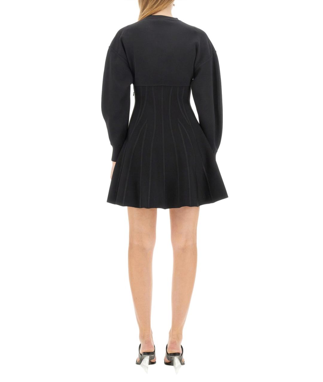 ALEXANDER MCQUEEN Черное шерстяное повседневное платье, фото 3