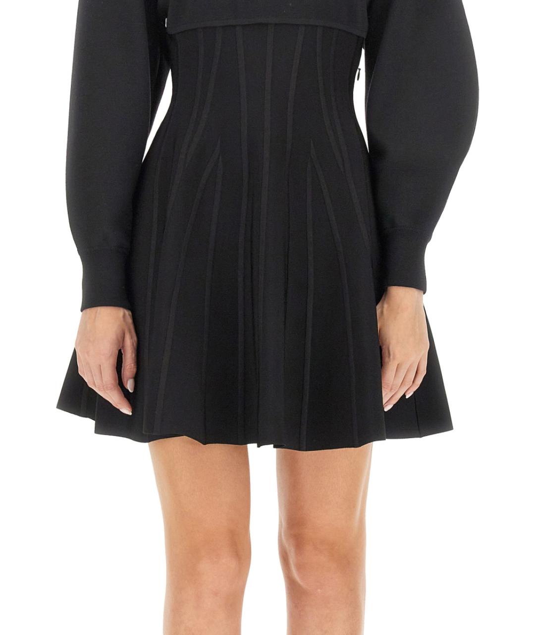 ALEXANDER MCQUEEN Черное шерстяное повседневное платье, фото 4