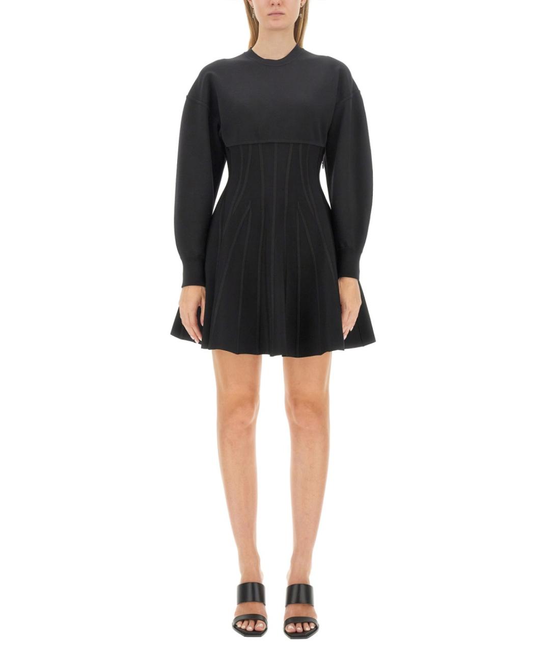 ALEXANDER MCQUEEN Черное шерстяное повседневное платье, фото 5