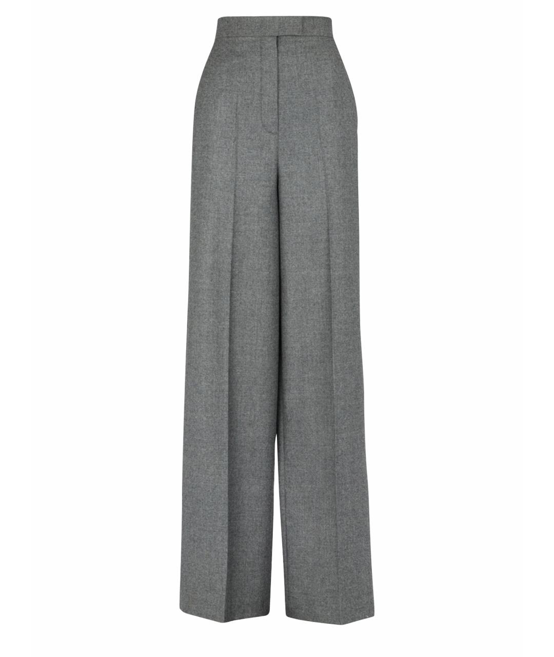 FENDI Серые шерстяные прямые брюки, фото 1