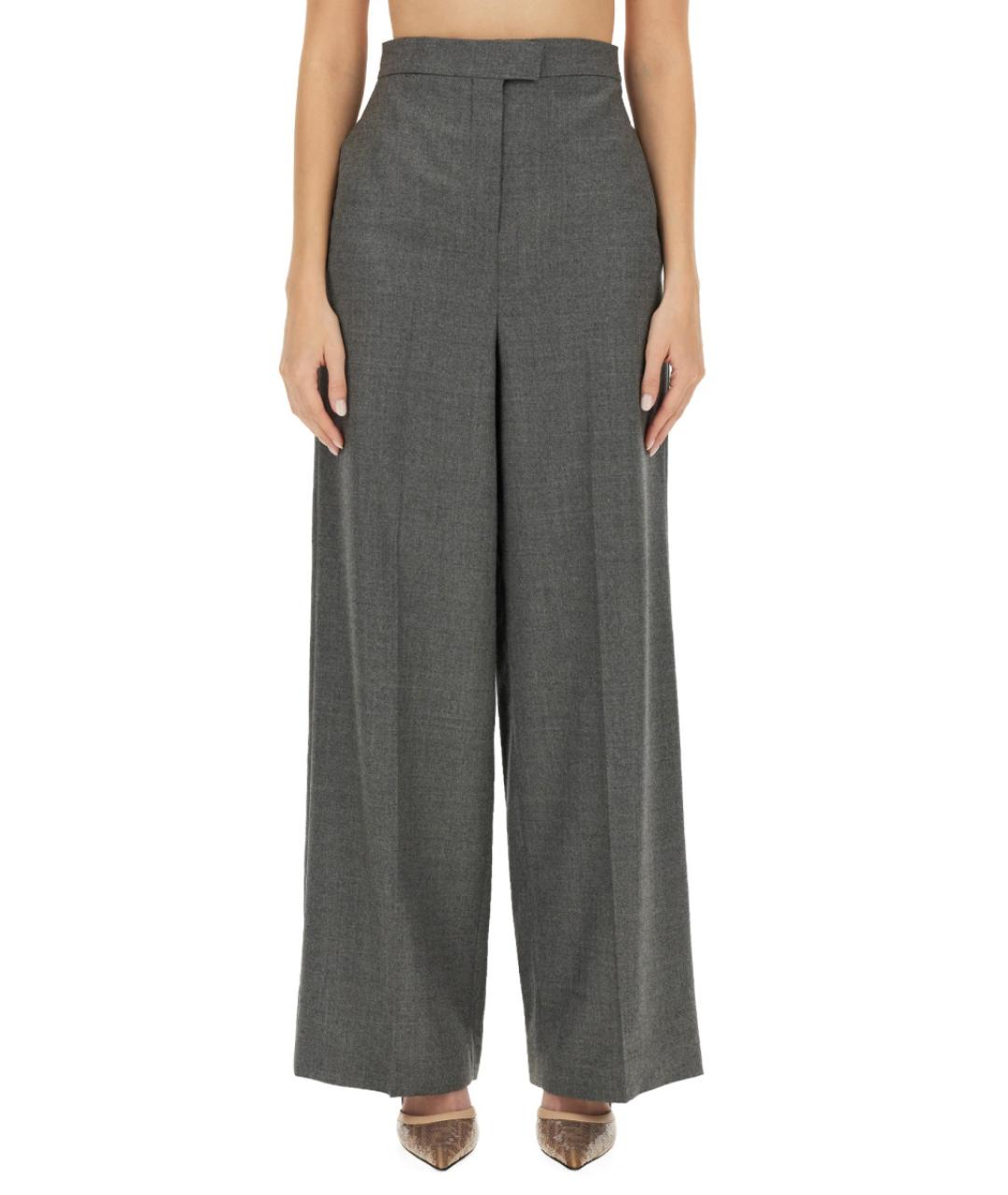 FENDI Серые шерстяные прямые брюки, фото 2