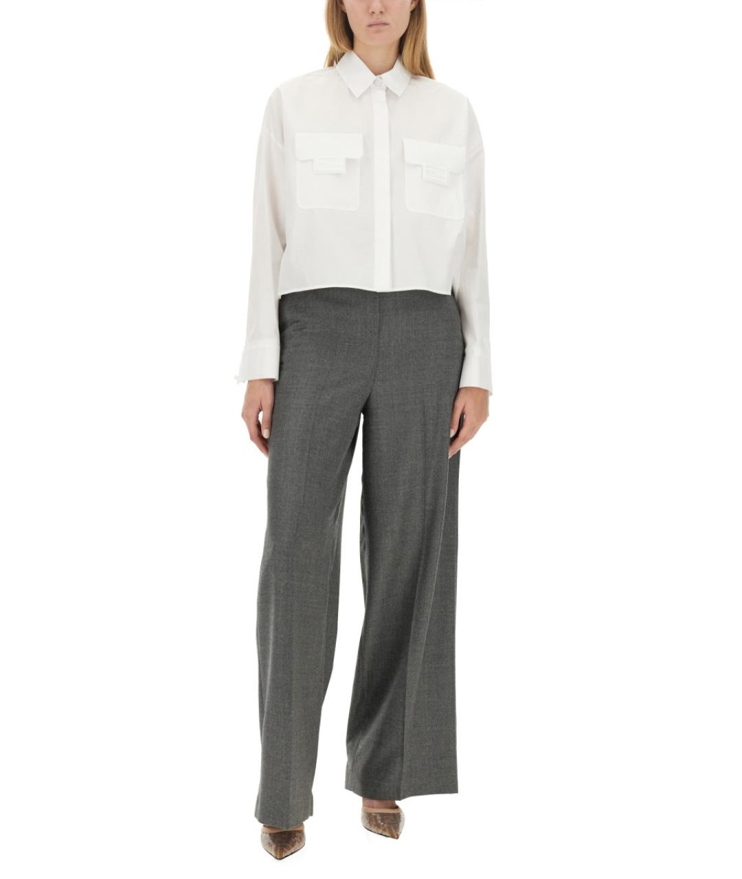 FENDI Серые шерстяные прямые брюки, фото 3