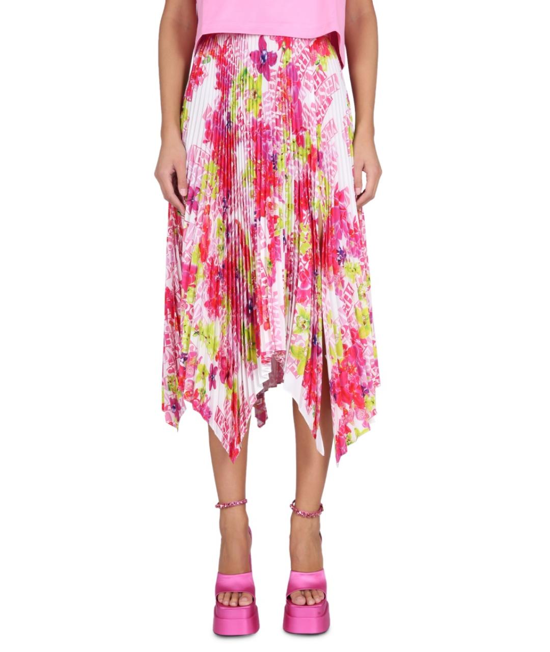 VERSACE Мульти полиэстеровая юбка миди, фото 2