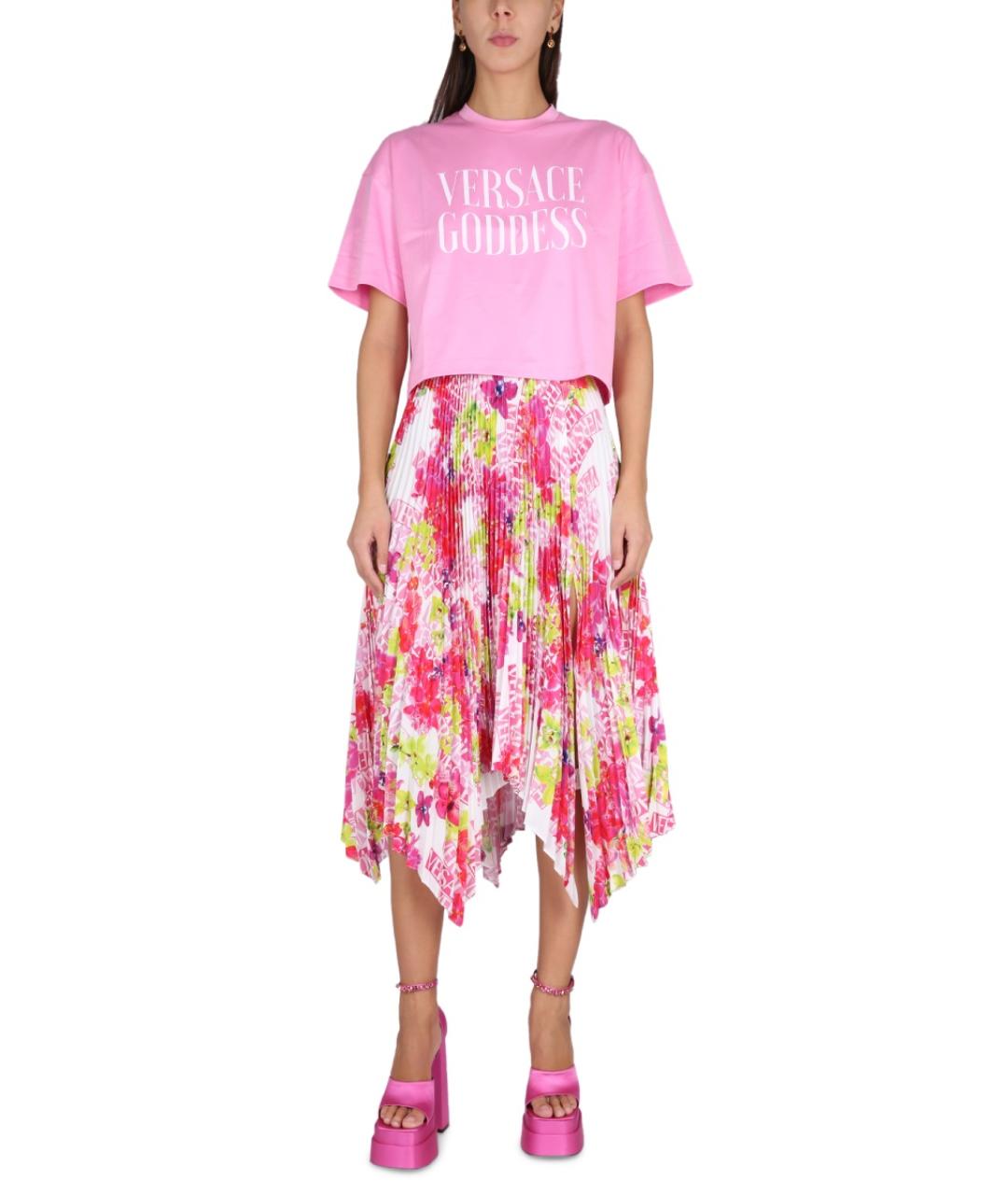 VERSACE Мульти полиэстеровая юбка миди, фото 3