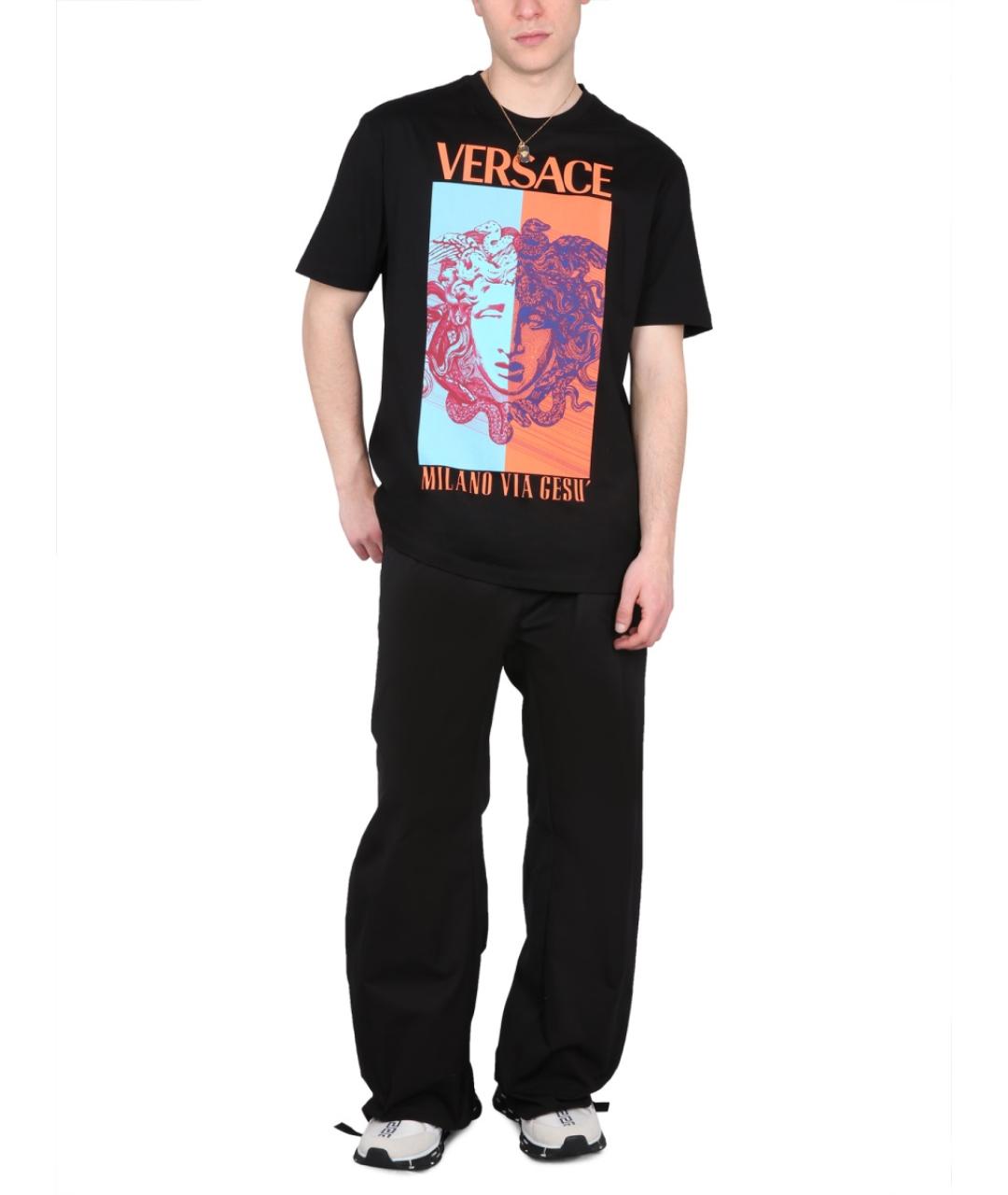 VERSACE Черные хлопковые повседневные брюки, фото 3