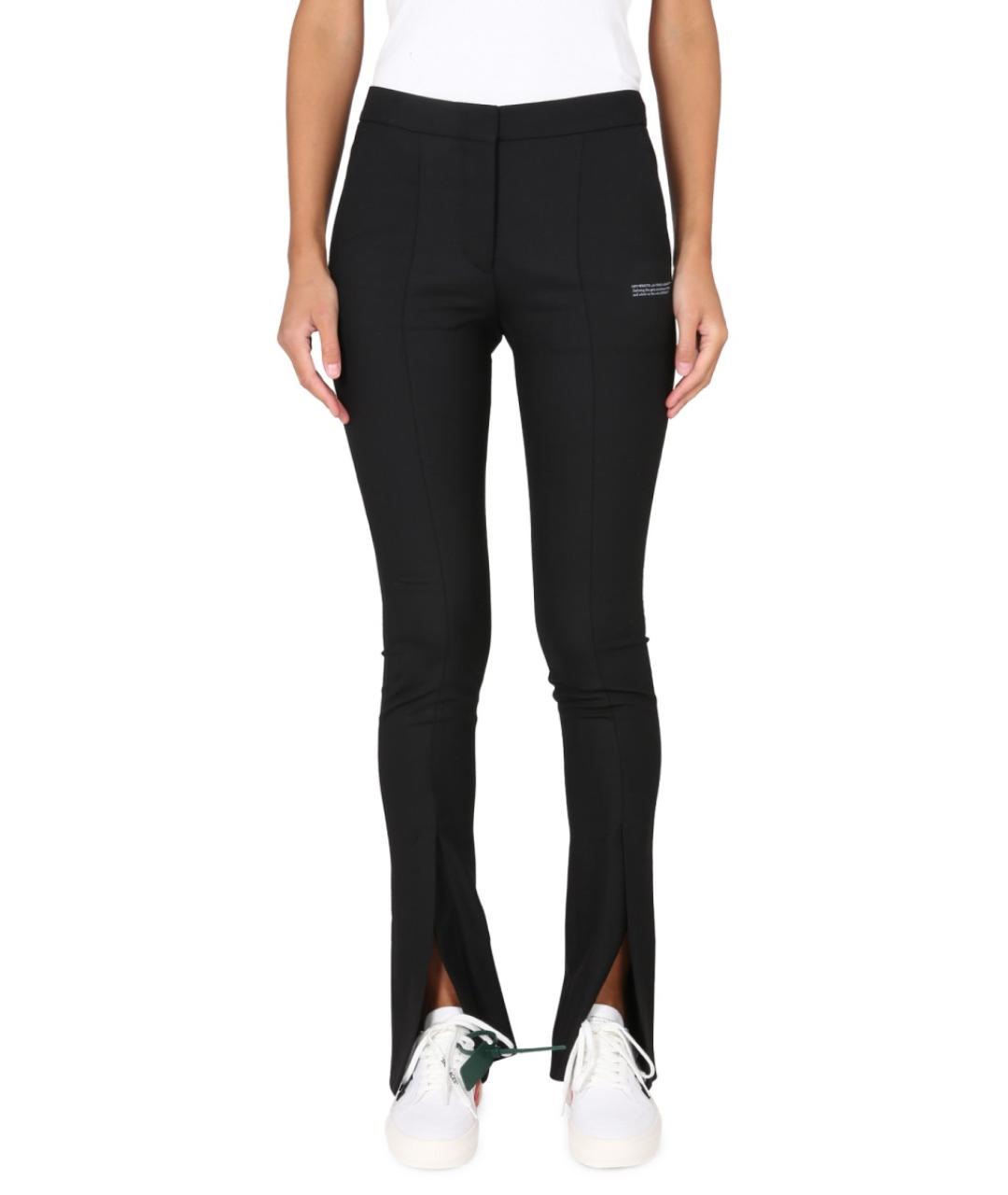 OFF-WHITE Черные полиэстеровые прямые брюки, фото 2