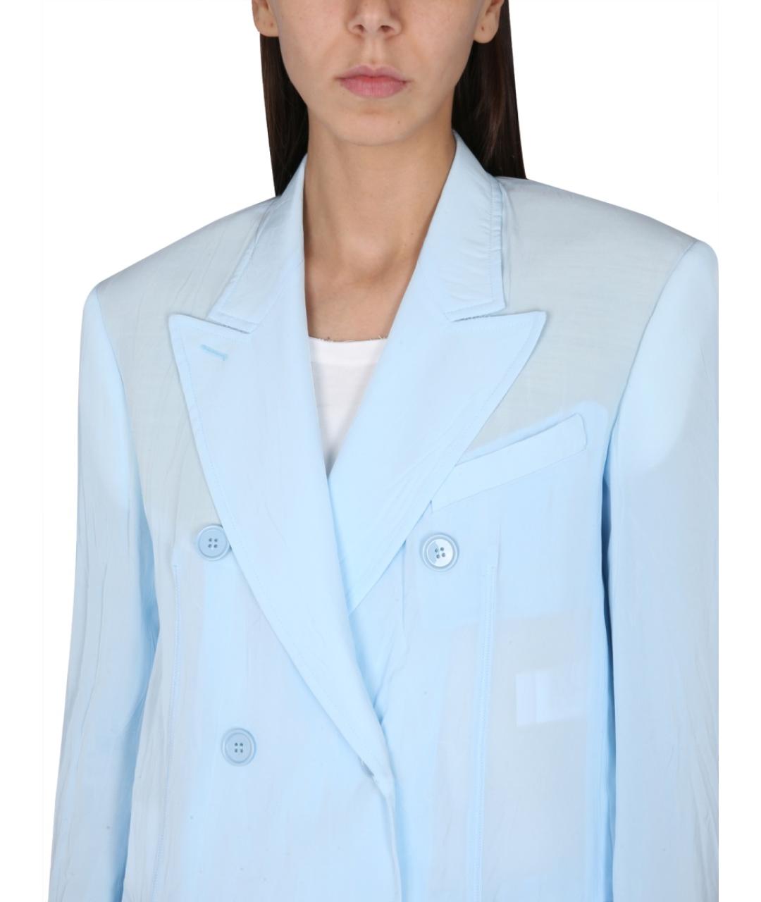 MAX MARA Голубой полиэстеровый жакет/пиджак, фото 5