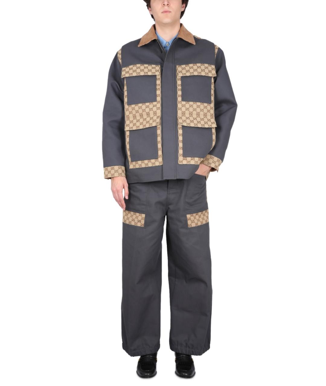 GUCCI Мульти хлопковые повседневные брюки, фото 3