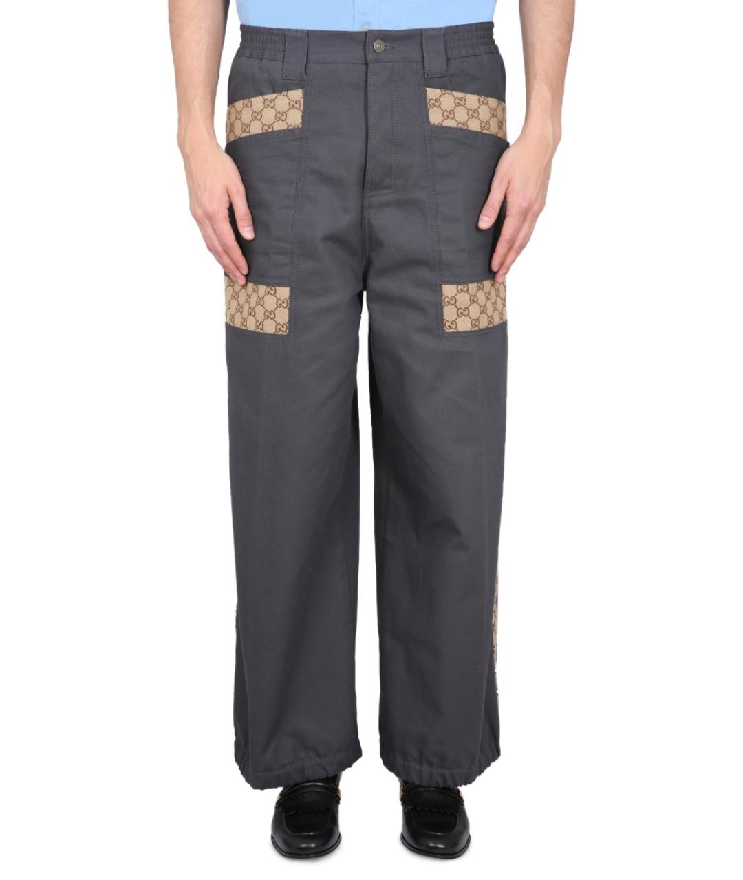 GUCCI Мульти хлопковые повседневные брюки, фото 2