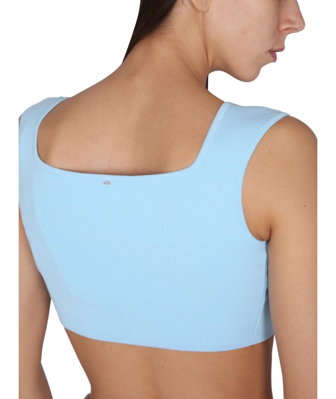 MAX MARA Голубая хлопковая блузы, фото 4