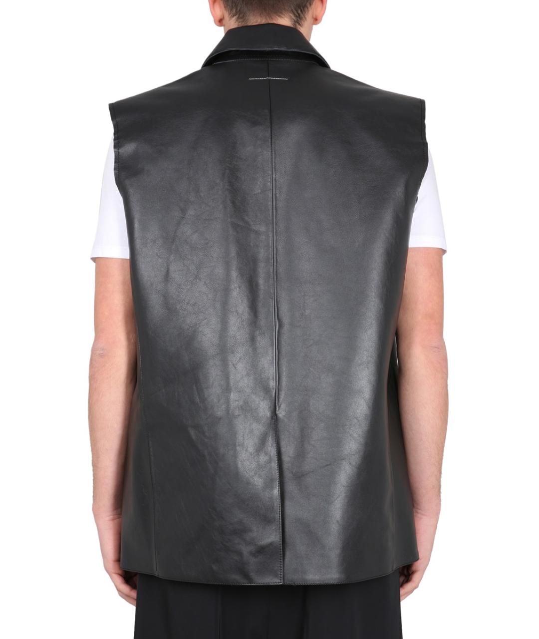 MM6 MAISON MARGIELA Черный кожаный жилет, фото 3