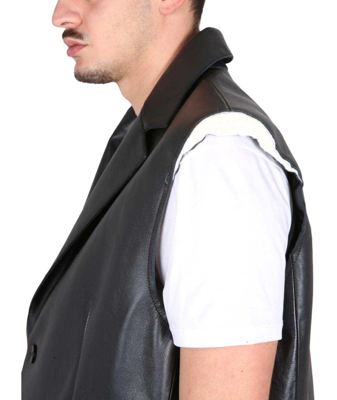 MM6 MAISON MARGIELA Черный кожаный жилет, фото 4