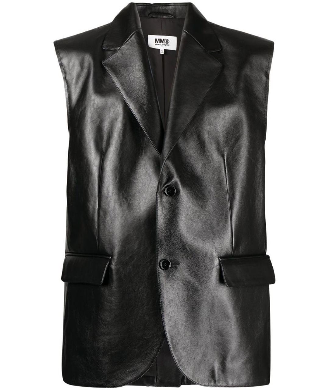 MM6 MAISON MARGIELA Черный кожаный жилет, фото 1