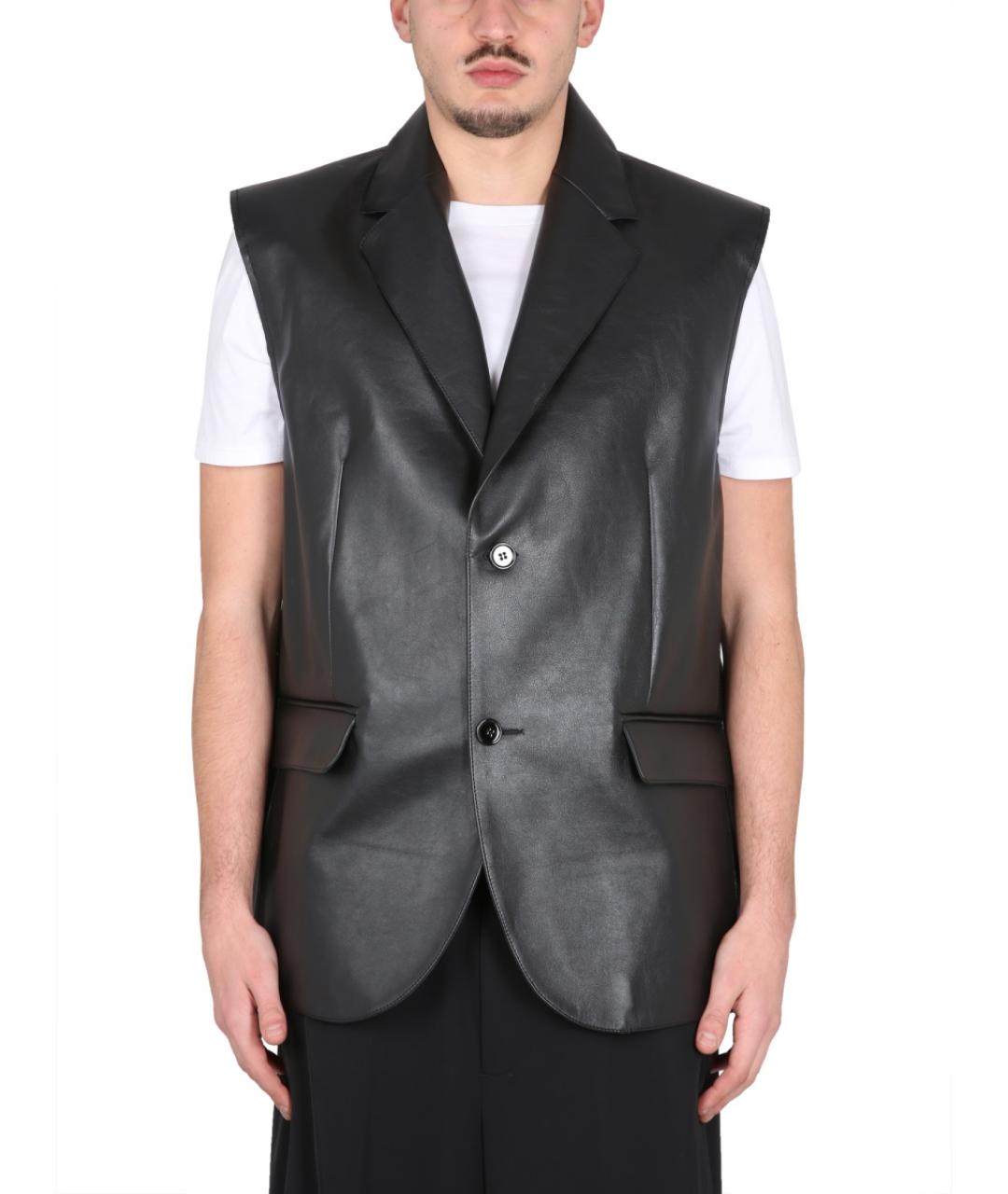 MM6 MAISON MARGIELA Черный кожаный жилет, фото 5