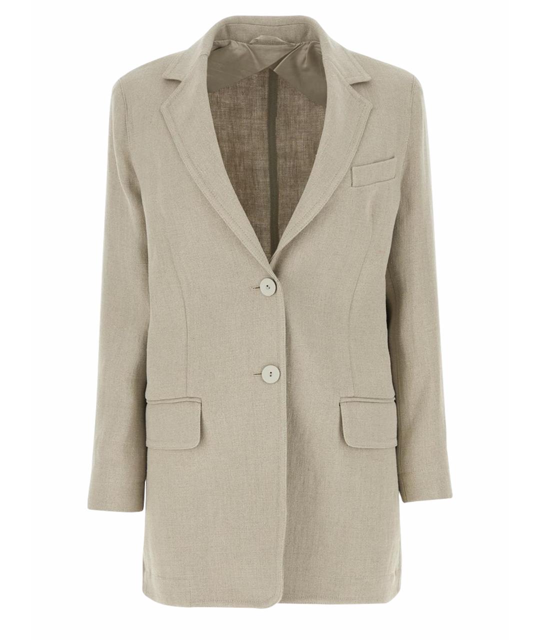 MAX MARA Бежевый хлопковый жакет/пиджак, фото 1