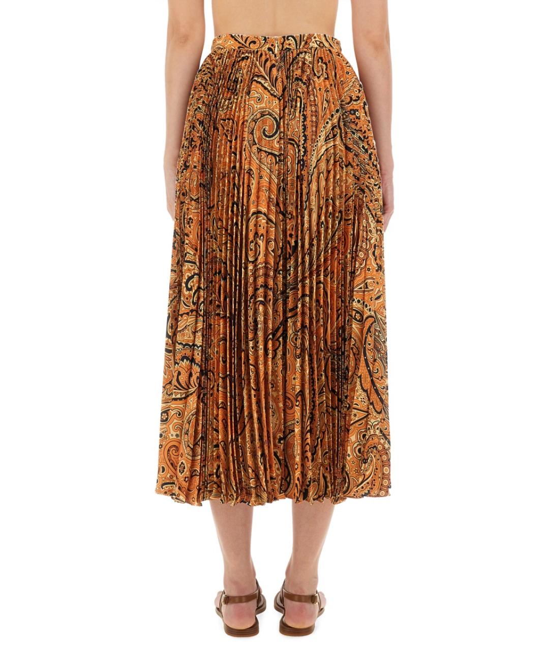 ETRO Оранжевая полиэстеровая юбка миди, фото 4