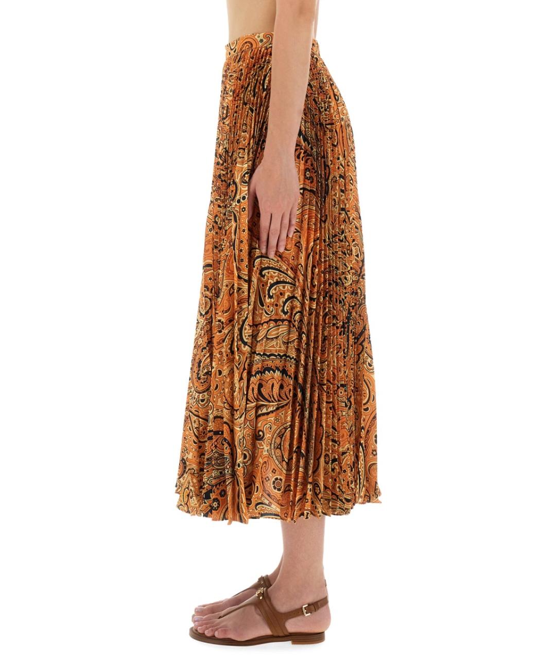 ETRO Оранжевая полиэстеровая юбка миди, фото 5
