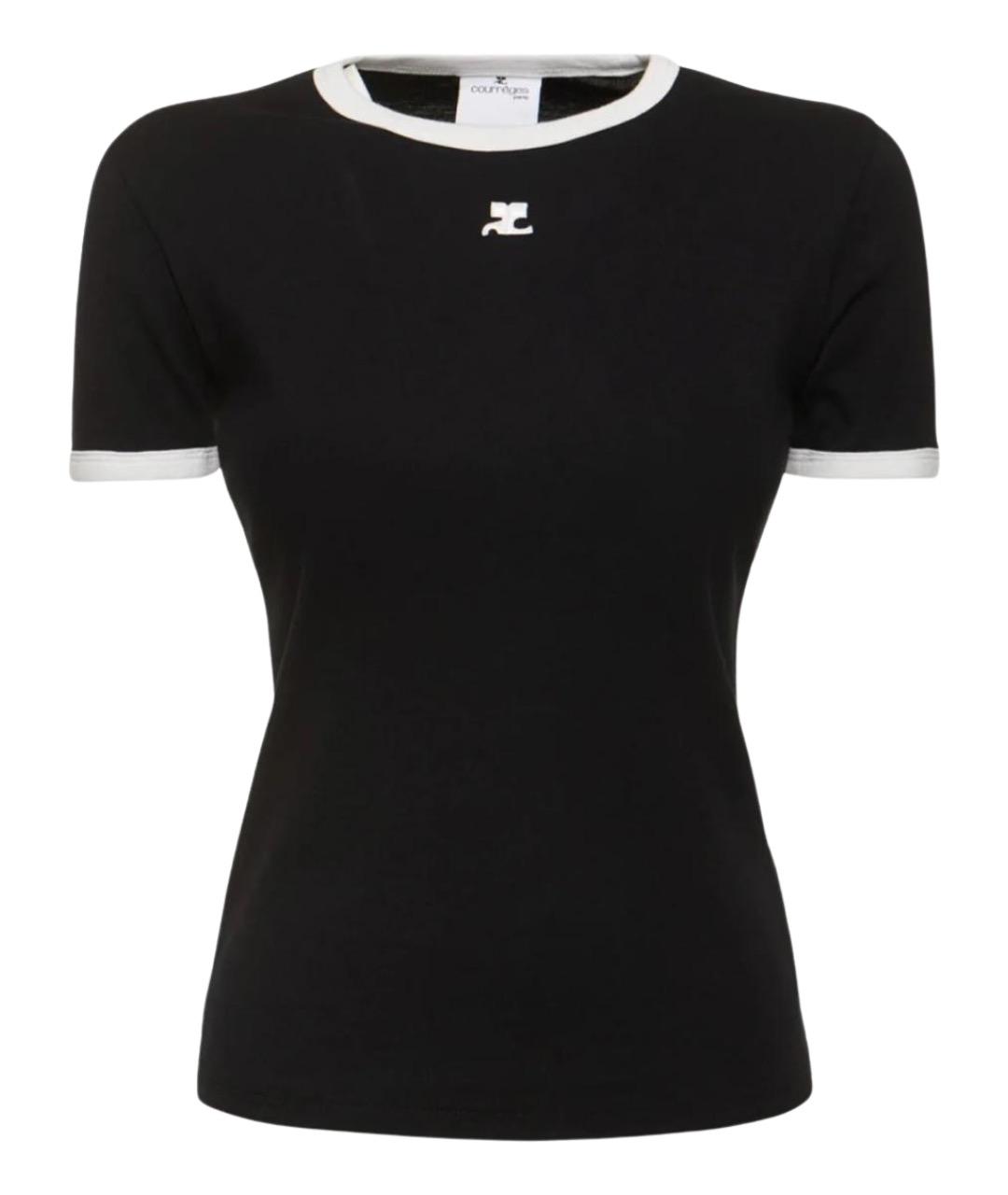 COURREGES Черная хлопковая футболка, фото 1