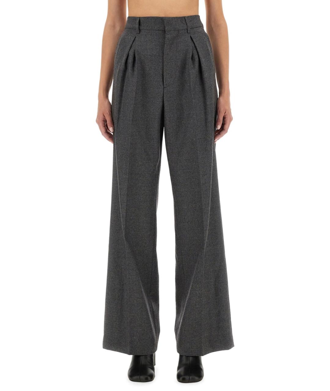 MM6 MAISON MARGIELA Серые шерстяные прямые брюки, фото 2