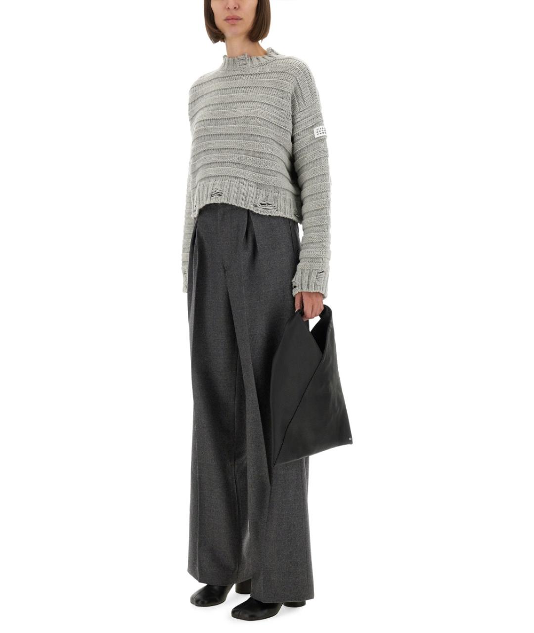 MM6 MAISON MARGIELA Серые шерстяные прямые брюки, фото 3