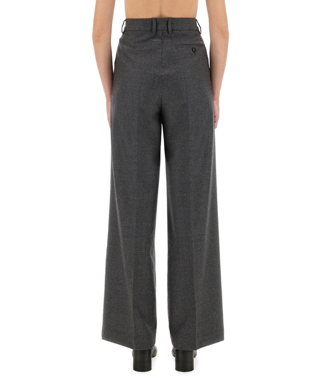 MM6 MAISON MARGIELA Серые шерстяные прямые брюки, фото 4