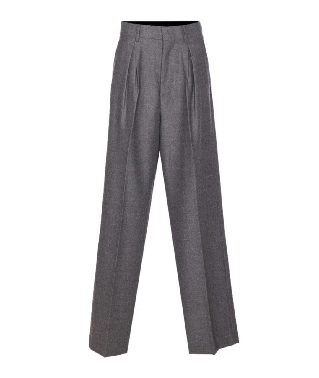 MM6 MAISON MARGIELA Серые шерстяные прямые брюки, фото 1